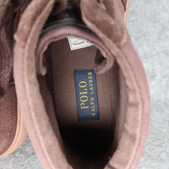 Polo Ralph Lauren Shoes Kids 5 Sneaker Chukka Casual Leather Canvas Boys Brown - Picture 8 of 14